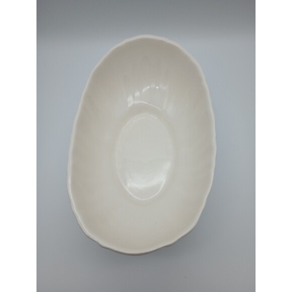 Haeger Oval Pottery Planter Bowl #4020 Off White Cream Ribbed U.S.A Vintage LG - Picture 2 of 7